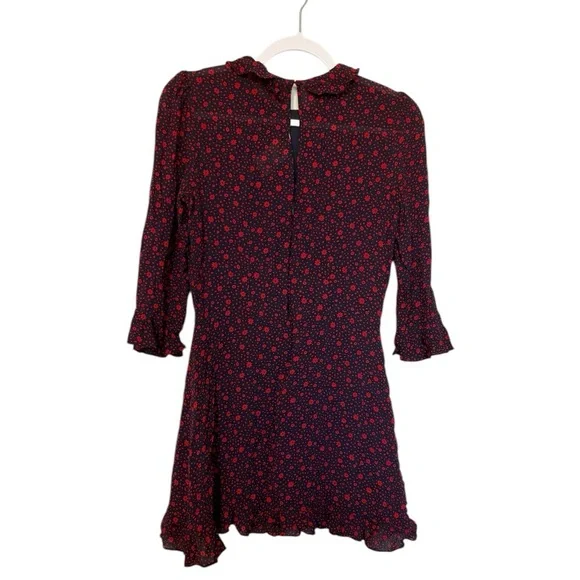 Reformation Stevie Dress Mini Floral Ruffle Collar Blue/Red Sz 12 (Runs Small) - Picture 10 of 12